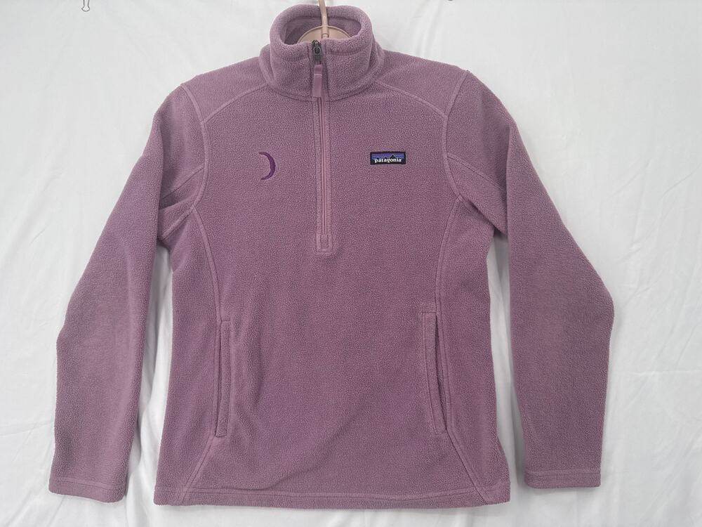 Patagonia Fleece Pullover Womens Pink Synchilla Half Zip size S moon stitched